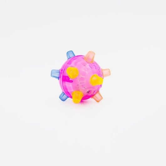 Three colorful translucent dancing ball glowing toys with rubber nubs in pink, blue, and green for pets. - Image 7