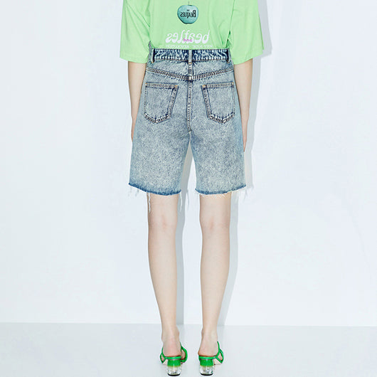 Shorts de Mezclilla Talle Alto con Tirantes para Mujer - Image 8