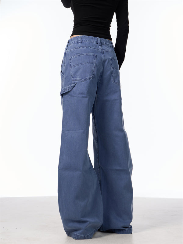Jeans Rectos Sueltos Estilo Retro con Bolsillos para Mujer