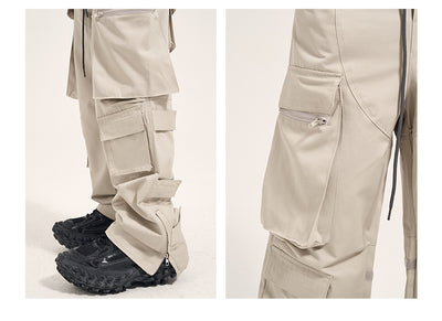 Pantalones Casuales Retro para Hombre con Bolsillos Múltiples y Cierre Lateral - Image 12