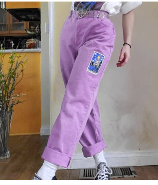 Jeans Morados Holgados de Cintura Media para Mujer - Image 11