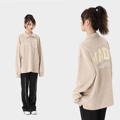 Chamarra de Gamuza Estilo Polo Americano para Parejas con Bordado - Image 5