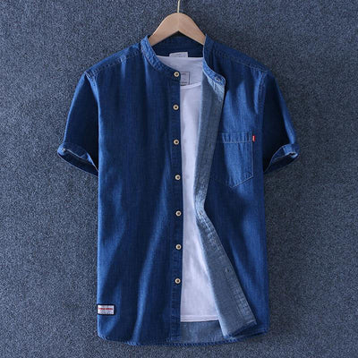 Camisa Denim Manga Corta Suelta Casual para Hombre - Estilo Verano - Image 6