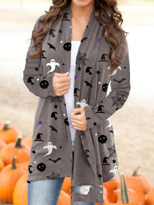 Cardigan Casual con Estampado Digital de Halloween para Mujer - Image 13