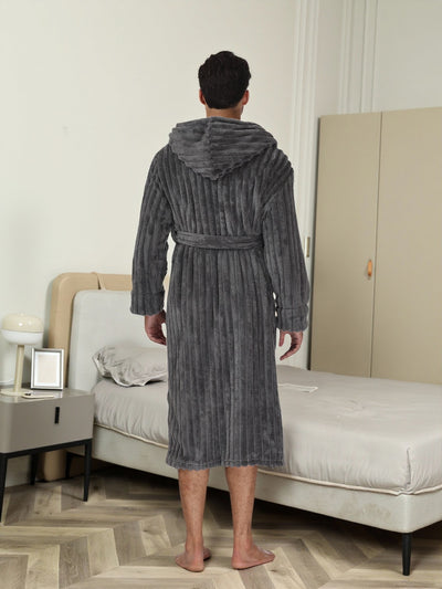 Bata Larga Térmica con Capucha para Hombre - Franela Gruesa - Image 13