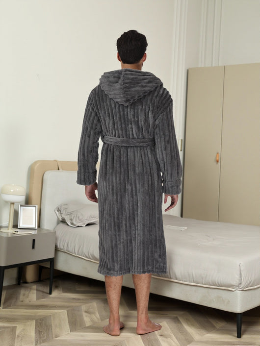 Bata Larga Térmica con Capucha para Hombre - Franela Gruesa - Image 13