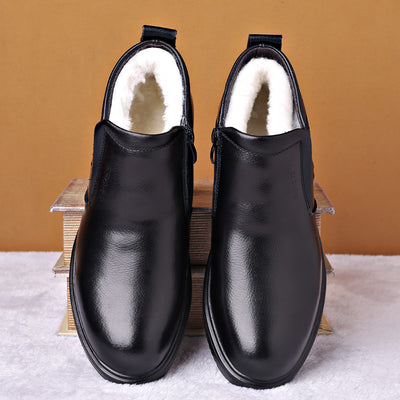 Zapatos de Cuero para Hombre Invierno Cálidos con Forro de Lana - Antideslizantes para Padres y Adultos Mayores - Image 4