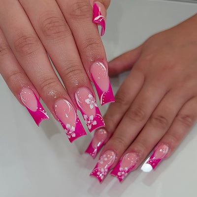 Uñas Postizas Rosa Rojo Acabado Profesional Forma Rectangular Mediana - Image 10