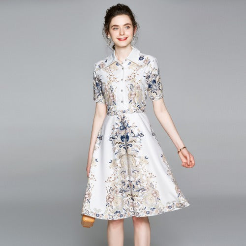 Vestido Corto Estilo Celebridad con Estampado y Cuello Solapa - Image 3