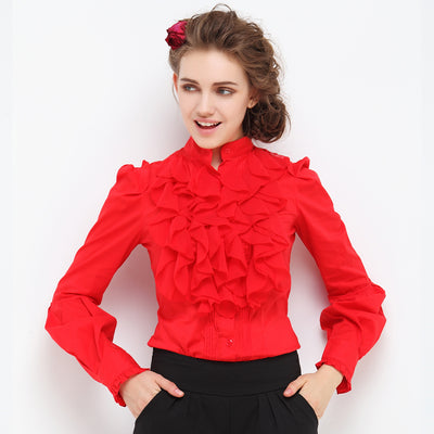 Blusa Ejecutiva con Cuello Volante y Mangas Largas - Image 2