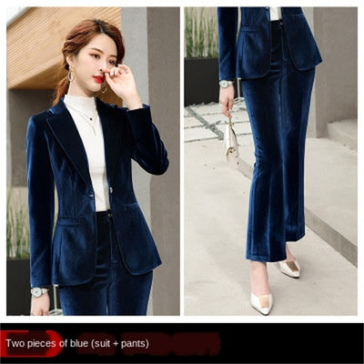Blazer Ejecutivo Terciopelo Dorado para Mujer - Image 8