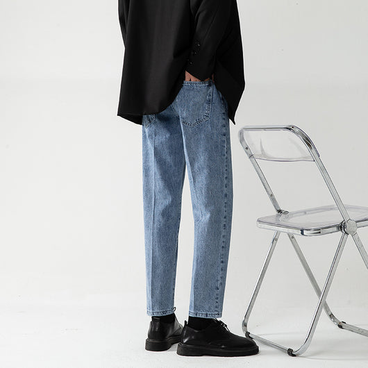 Pantalones Cropped Azul Claro Corte Recto Hombre - Image 4