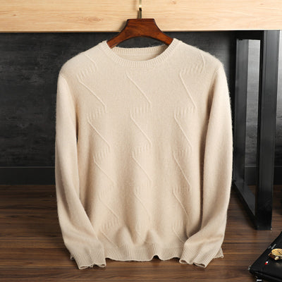 Suéter de Cachemira Pura para Hombre - Cuello Redondo Jacquard - Image 5