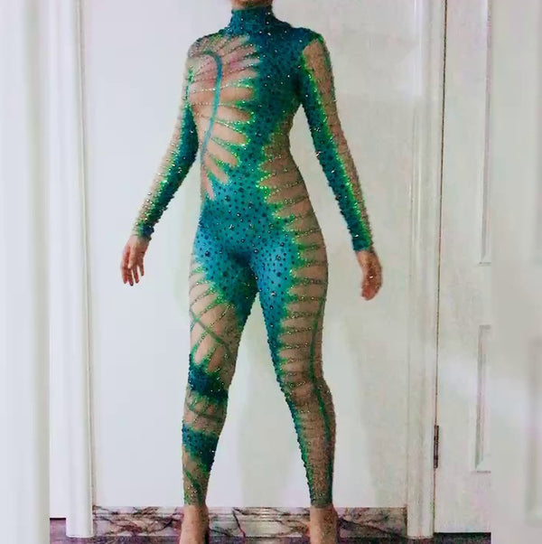 Pantalón Integral de Rendimiento con Estampa de Hojas Verdes