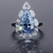 Anillo de Diamante Azul Sintético Talla Gota de Agua en Plata 925
