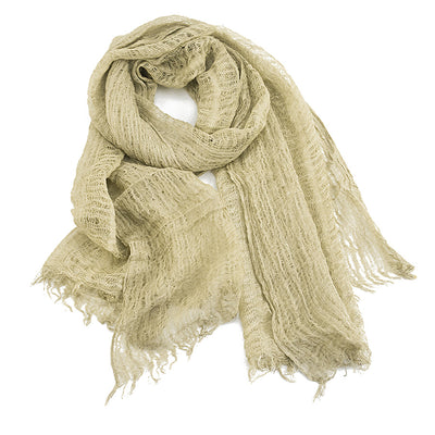 Bufanda de Lino Liso Estilo Retro con Borlas para Mujer - Image 11