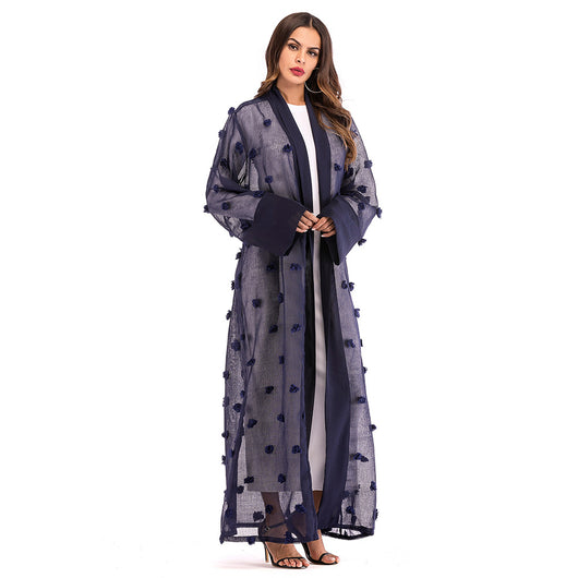 Cardigan Bata de Encaje Floral 3D con Cierre de Cordones y Mangas Largas - Image 5