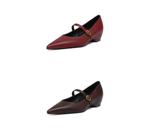 Pumps Retro Francés Punta Fina de Piel de Oveja para Mujer - Image 20