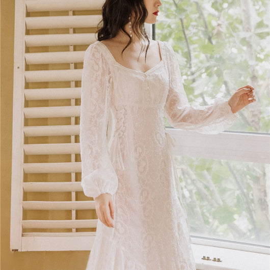 Vestido Blanco de Manga Larga Primer Amor - Estilo Romántico para Citas - Image 12
