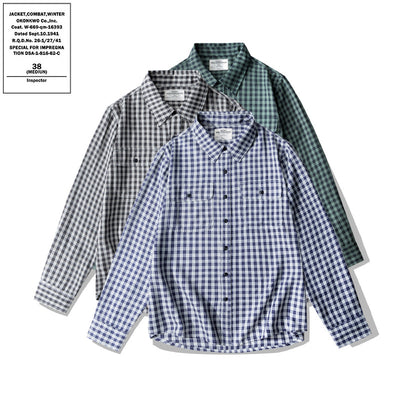 Camisa de Cuadros Retro Clásica de Manga Larga