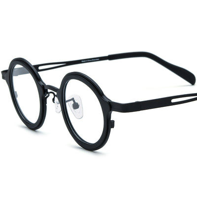 Armazón de Gafas Redondo en Titanio Ensamblado - Image 10