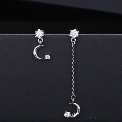 Aretes de Plata 925 Asimétricos Estrella y Luna - Image 7