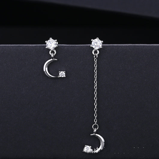 Aretes de Plata 925 Asimétricos Estrella y Luna - Image 7
