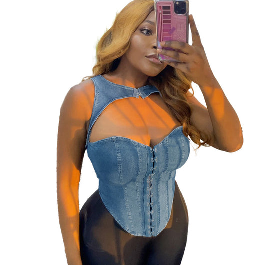 Chaleco Denim Calado Push-up para Mujer - Estilo Sexy Moderno - Image 5