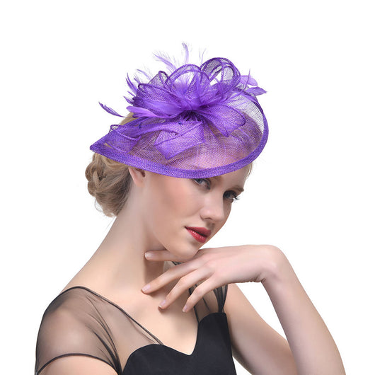 Tocado Nupcial con Plumas y Pasador Decorativo en Fibra Natural - Image 23