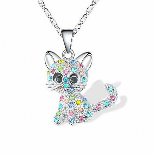 Collar Colgante Gato Love Color con Diamantes - Image 7