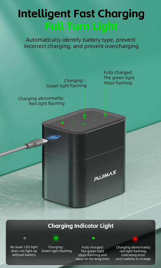 Cargador Inteligente de 8 Baterías AA con Puerto USB-C y Batería de Litio 3400mAh - Image 10