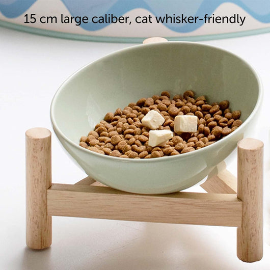 Comedero Elevado para Gatos con Soporte de Madera - Cuencos Cerámicos Antideslizantes - Image 2