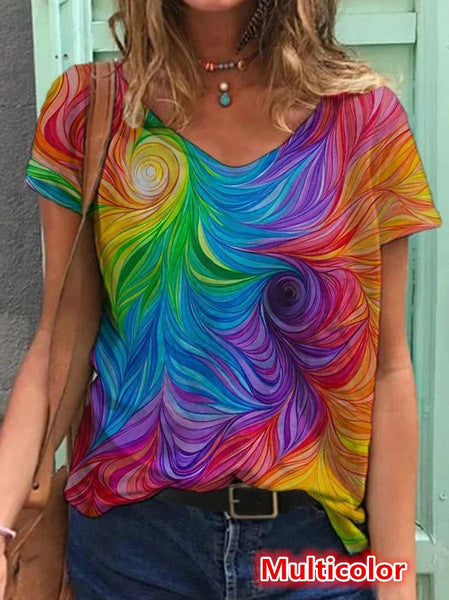 Playera Estampada con Arte Abstracto para Mujer