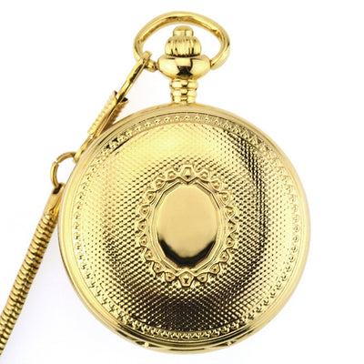 Reloj de Bolsillo Clásico Retro Dorado Pulido Doble Cara - Image 5