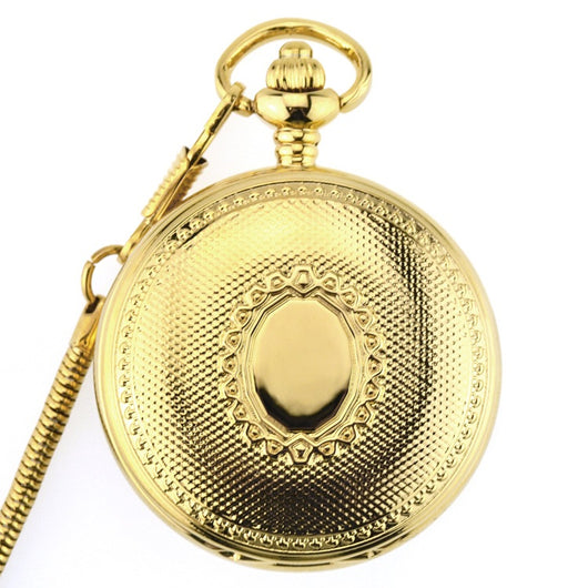 Reloj de Bolsillo Clásico Retro Dorado Pulido Doble Cara - Image 5