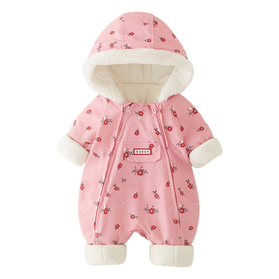 Abrigo Enterizo de Algodón Grueso para Bebé Niña - Pijama Invernal Cálido - Image 5
