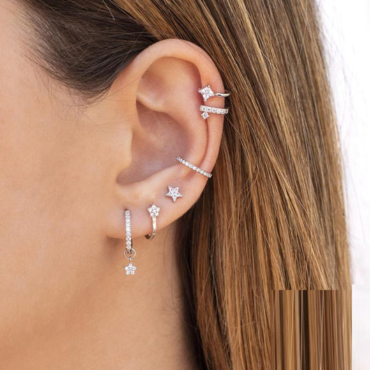 Aretes de Clip en Plata Esterlina con Diamantes Geométricos Premium - Image 8