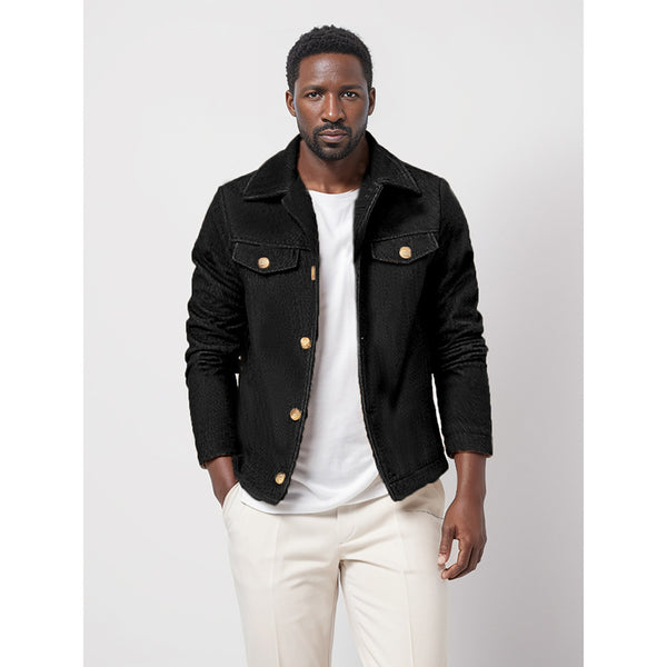 Abrigo de Lana para Hombre Elegante Botón Simple Diseño Liso - Image 6