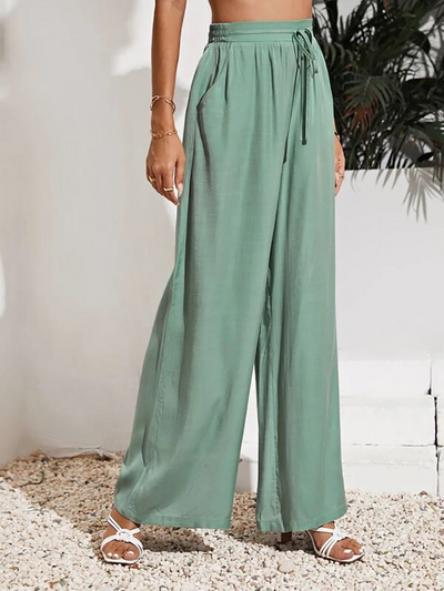 Pantalones Anchos de Talle Alto con Cintura Elástica Ajustable - Image 17