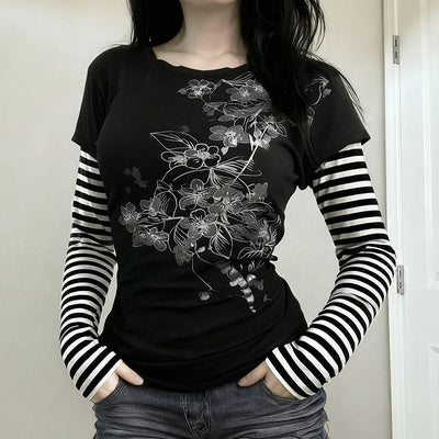 Blusa Casual de Rayas con Efecto Dos Piezas y Manga Larga - Image 15