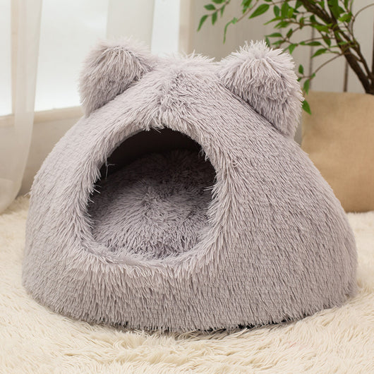 Cama Cálida Semiencerrada para Gatos con Peluche Suave - Image 6