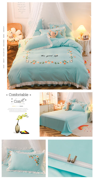 Juego de Cama de 3 Piezas para Cama Individual con Edredón de Volantes - Image 6