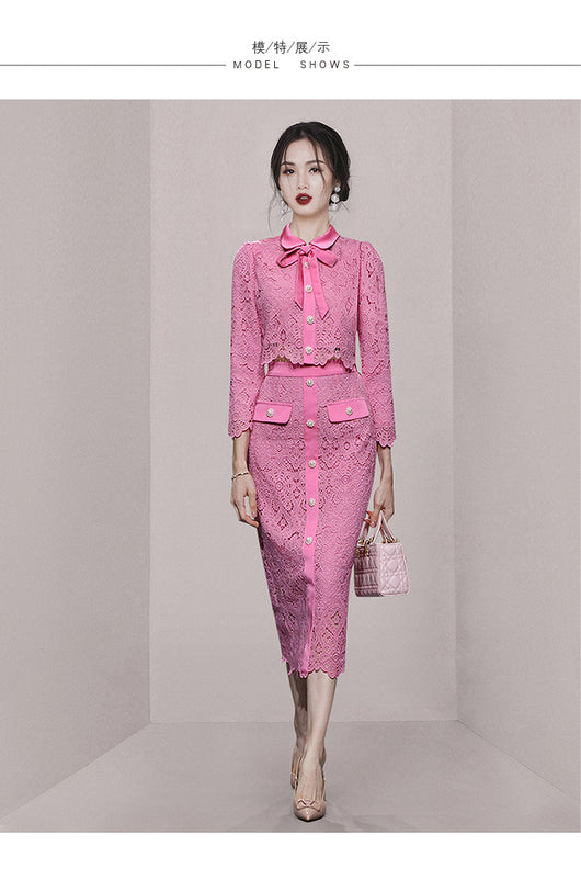 Conjunto Elegante de Encaje: Top Calado y Falda Cintura Alta - Dopamina Fashion - Image 7