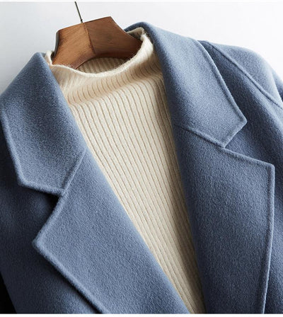 Abrigo de Lana Reversible con Efecto Agua - Elegancia Casual para Otoño e Invierno - Image 11