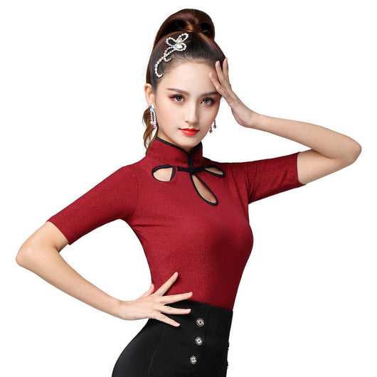 Ropa de Danza Latina Moderna - Conjunto de Práctica Cuello Alto Estilo Influencer - Image 7