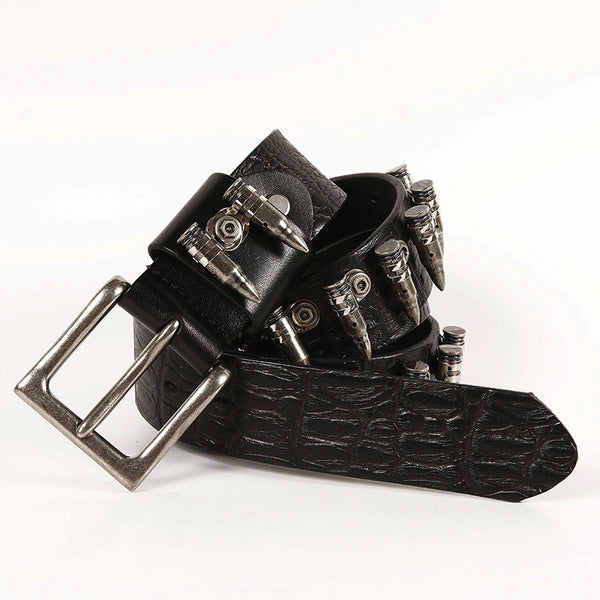 Cinturón de Cuero Premium Hip Hop Punk Rock con Detalles Metálicos y Balas Incrustadas - Image 7