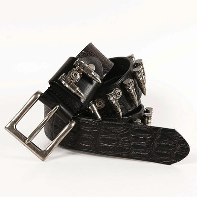 Cinturón de Cuero Premium Hip Hop Punk Rock con Detalles Metálicos y Balas Incrustadas - Image 7