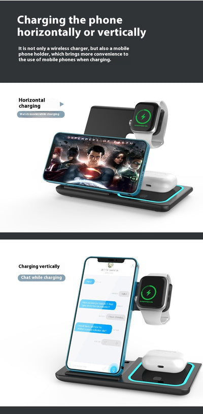 Cargador Inalámbrico Múltiple 4 en 1 - Compatible con Smartphone, Reloj y Auriculares - Image 14