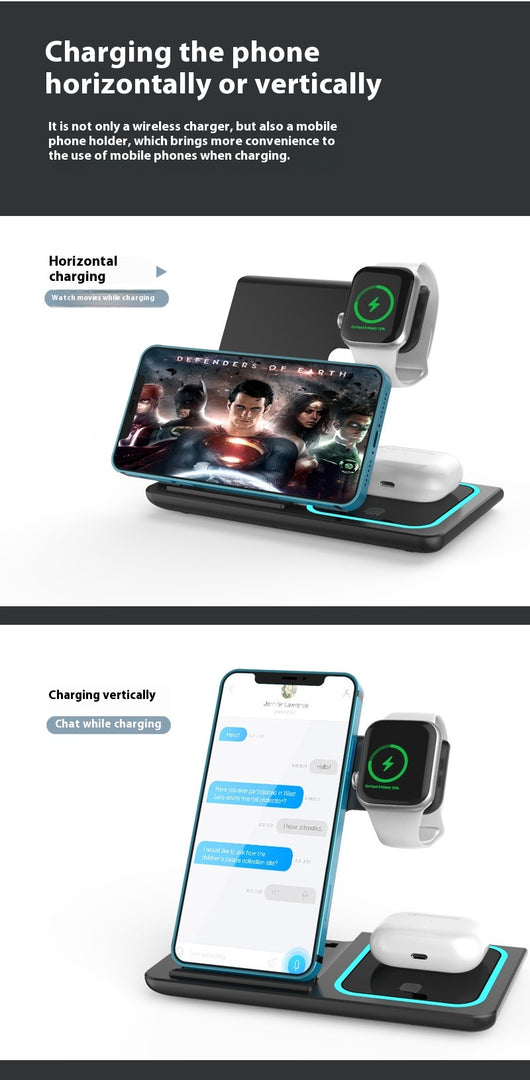 Cargador Inalámbrico Múltiple 4 en 1 - Compatible con Smartphone, Reloj y Auriculares - Image 14