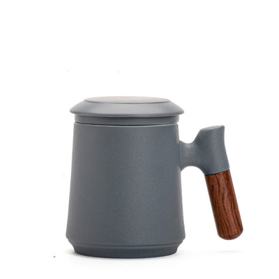 Taza de Cerámica con Filtro de Té y Asa de Madera - Image 4